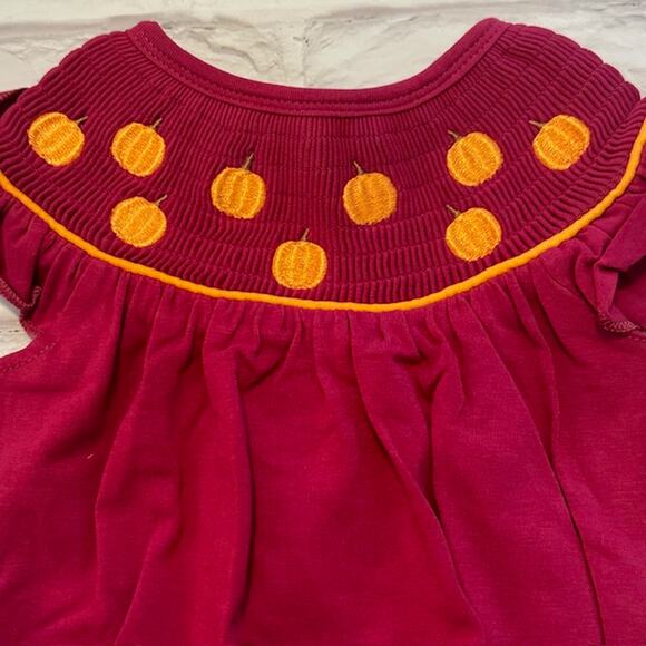 Boutique Abby & Evie 12 Month Baby Girl Red Pumpkin Short Sleeve One-piece - Picture 2 of 6